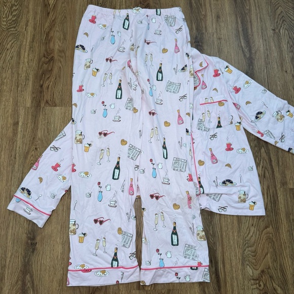 Bed Head Pajamas Let's Do Brunch Full Set Long Sleeve Classic Jersey Medium - Picture 10 of 14